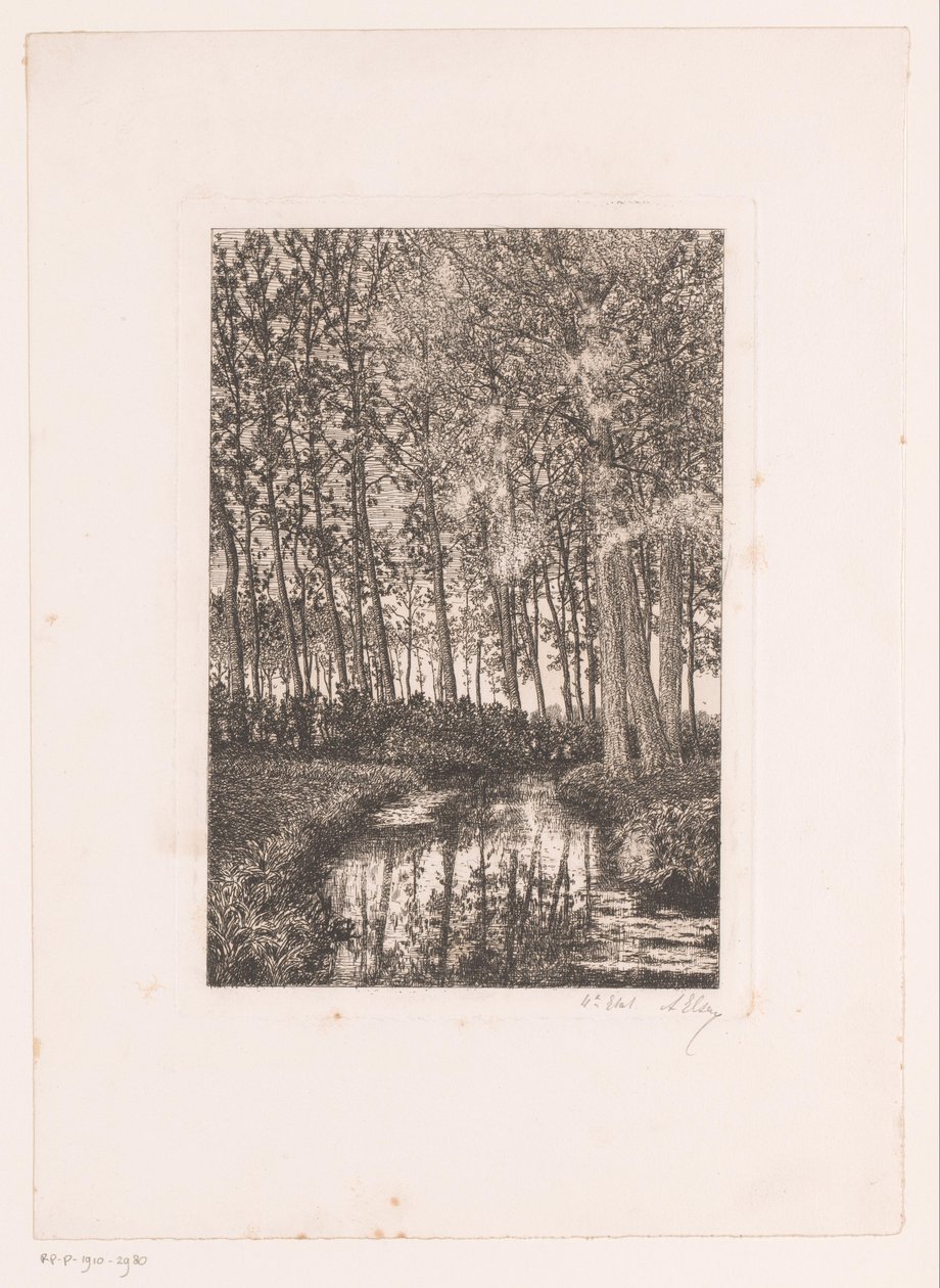 Høje træer ved vandet af Alfred Elsen (signed by artist)