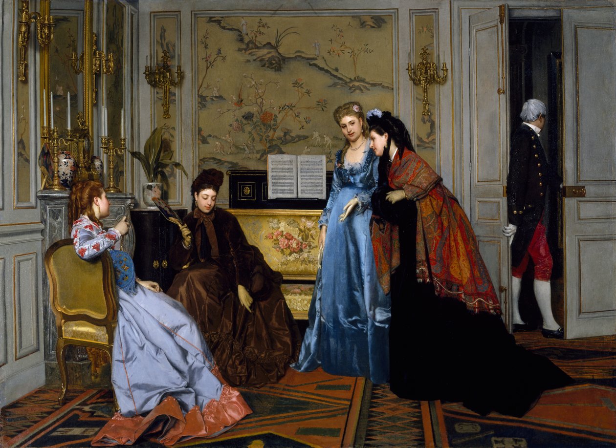 Elegante figurer i en salon, uden dato af Alfred Emile Stevens