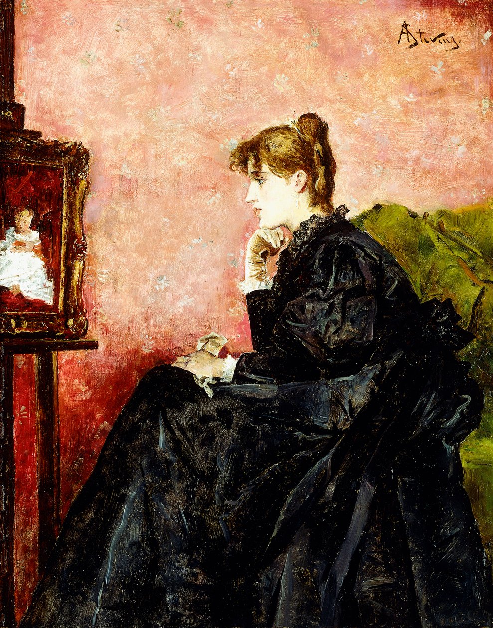 Dame i sort, af Alfred Emile Stevens