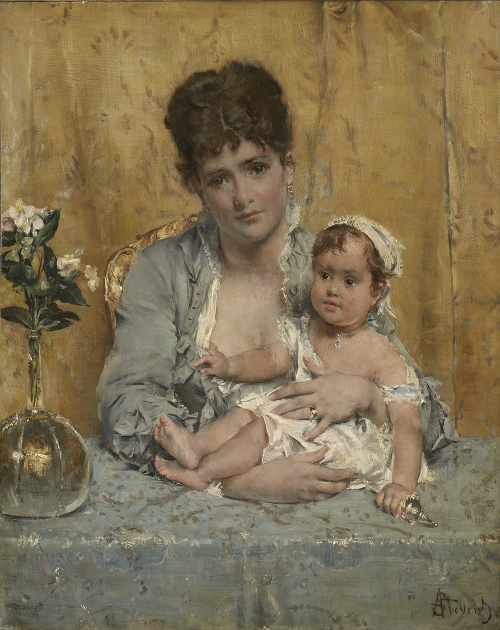 Mor og barn, ca. 1875-80 af Alfred Emile Stevens