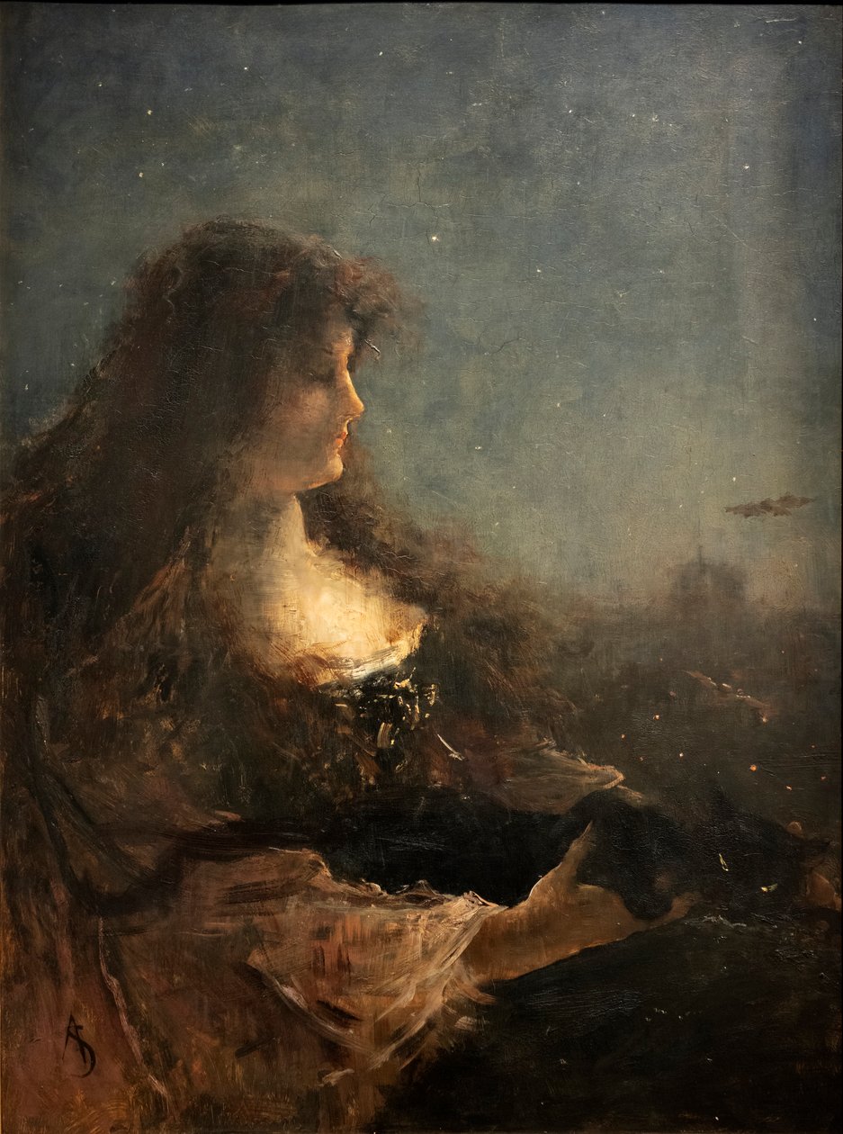 Natten, ca. 1800-tallet (maleri) af Alfred Emile Stevens