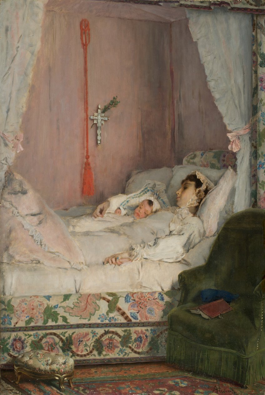 Une mère (En mor), ca. 1870 (olie på panel) af Alfred Emile Stevens