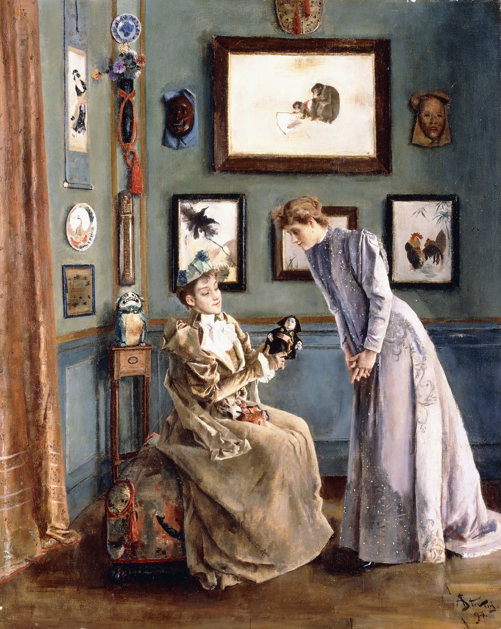 Kvinder med en japansk dukke, 1894 af Alfred Emile Stevens