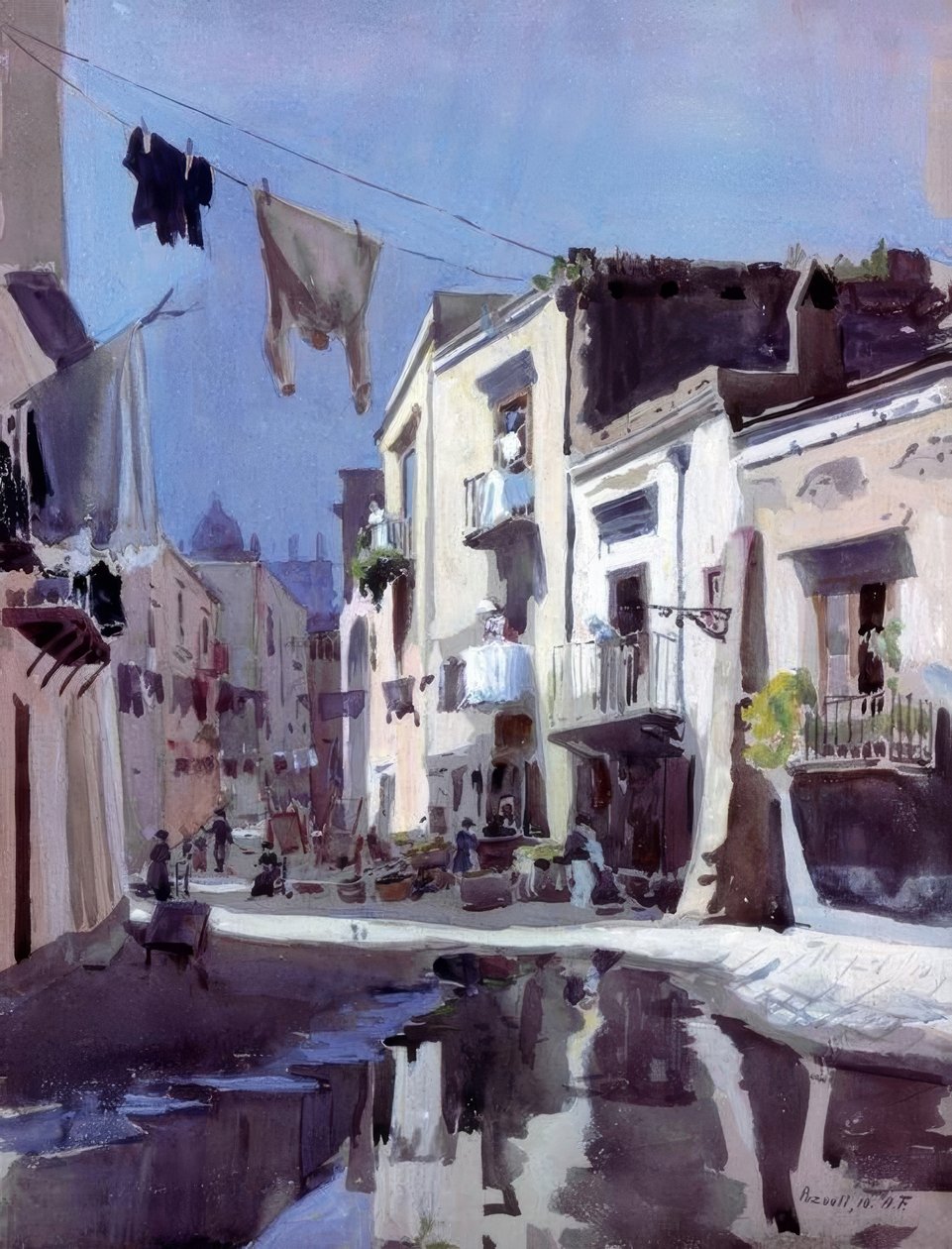 Alfred Frank, Gasse i Pozzuoli / Gem. 1910 af Alfred Frank