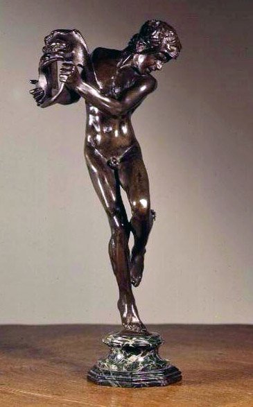 Komedie og tragedie (bronze) af Alfred Gilbert