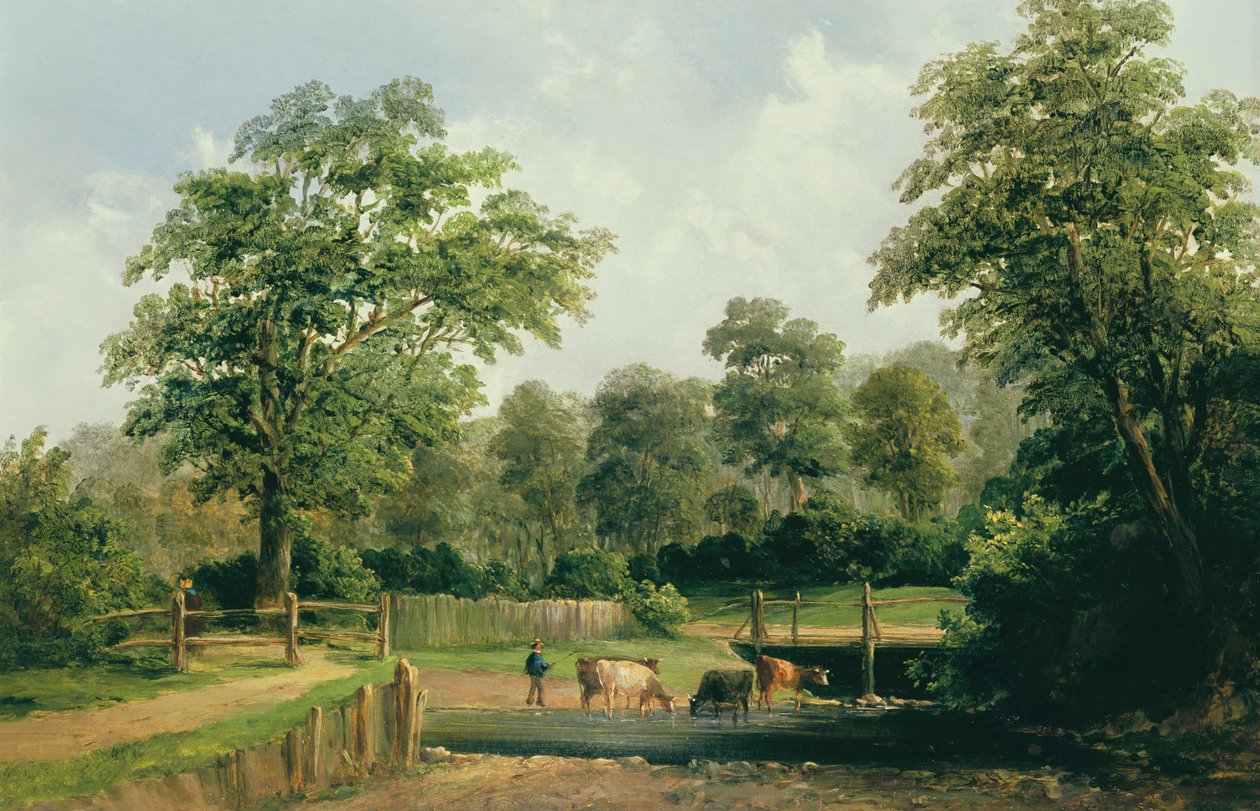 Landskab med køer, 1800-tallet af Alfred Gomersal Vickers