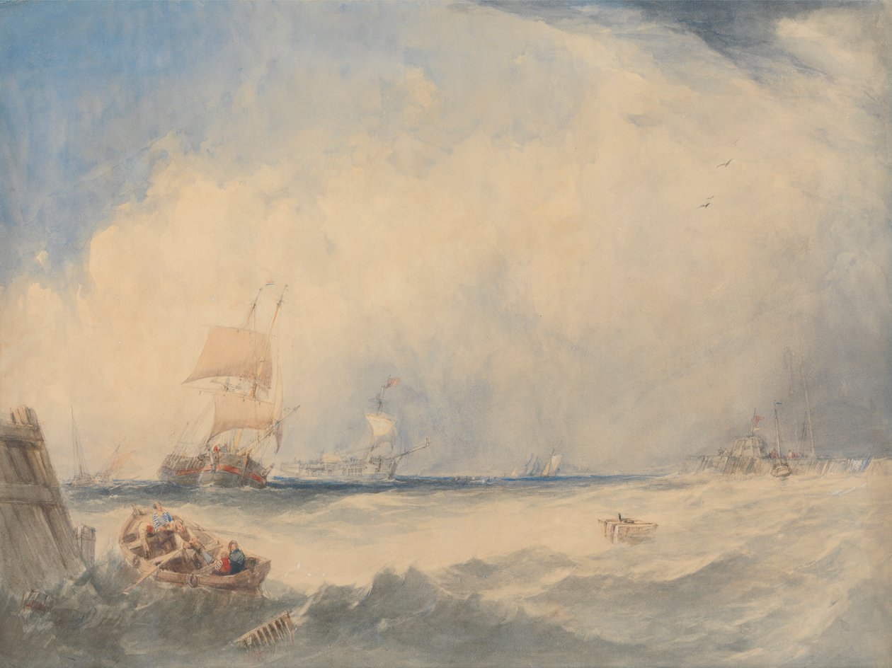 Forsendelsesscene i havnen i Dunkerque af Alfred Gomersal Vickers