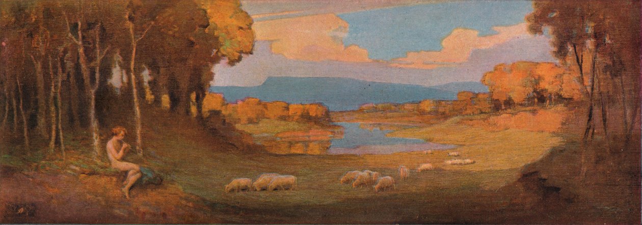 Dekorativt panel til et palisanderklaver, c1900, 1903 af Alfred Hartley
