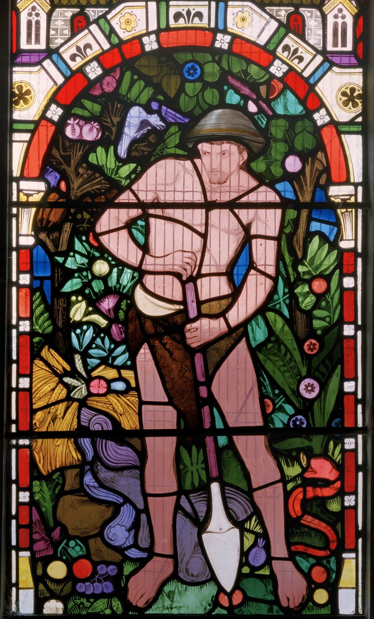 Mordet på Abel af hans bror Kain, ca. 1866 (farvet glas) af Alfred Hassam