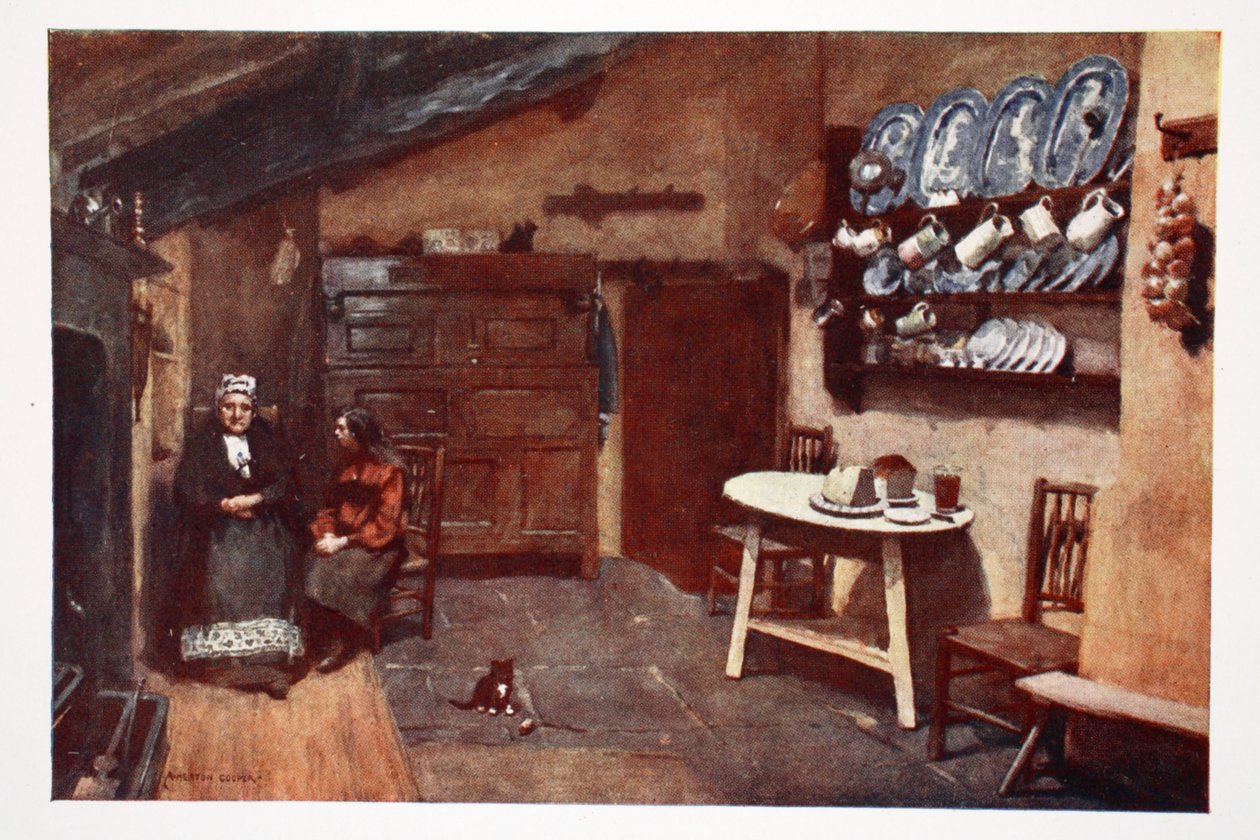 Et gammelt krokøkken, Coniston, fra en portefølje af tryk fra de originale akvareller, ca. 1920 af Alfred Heaton Cooper