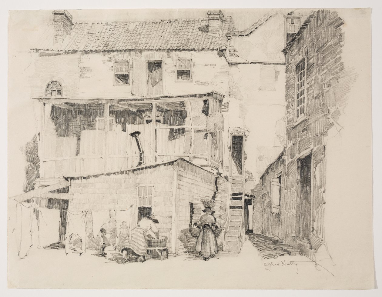 Mandag morgen i Charlestown, ca. 1877-1922 (blyant) af Alfred Heber Hutty