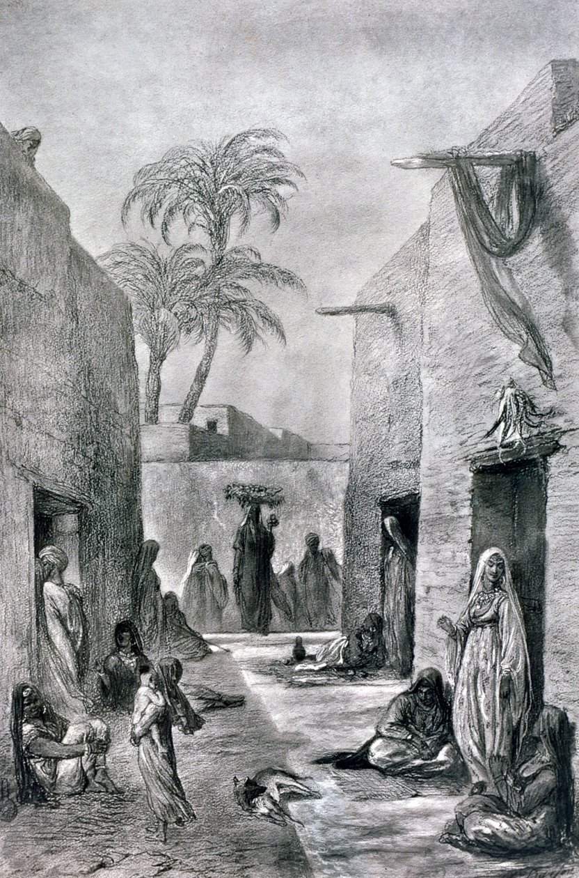 A Street of Almees egyptiske dansende piger, Egypten, 1872 af Alfred Henri Darjou
