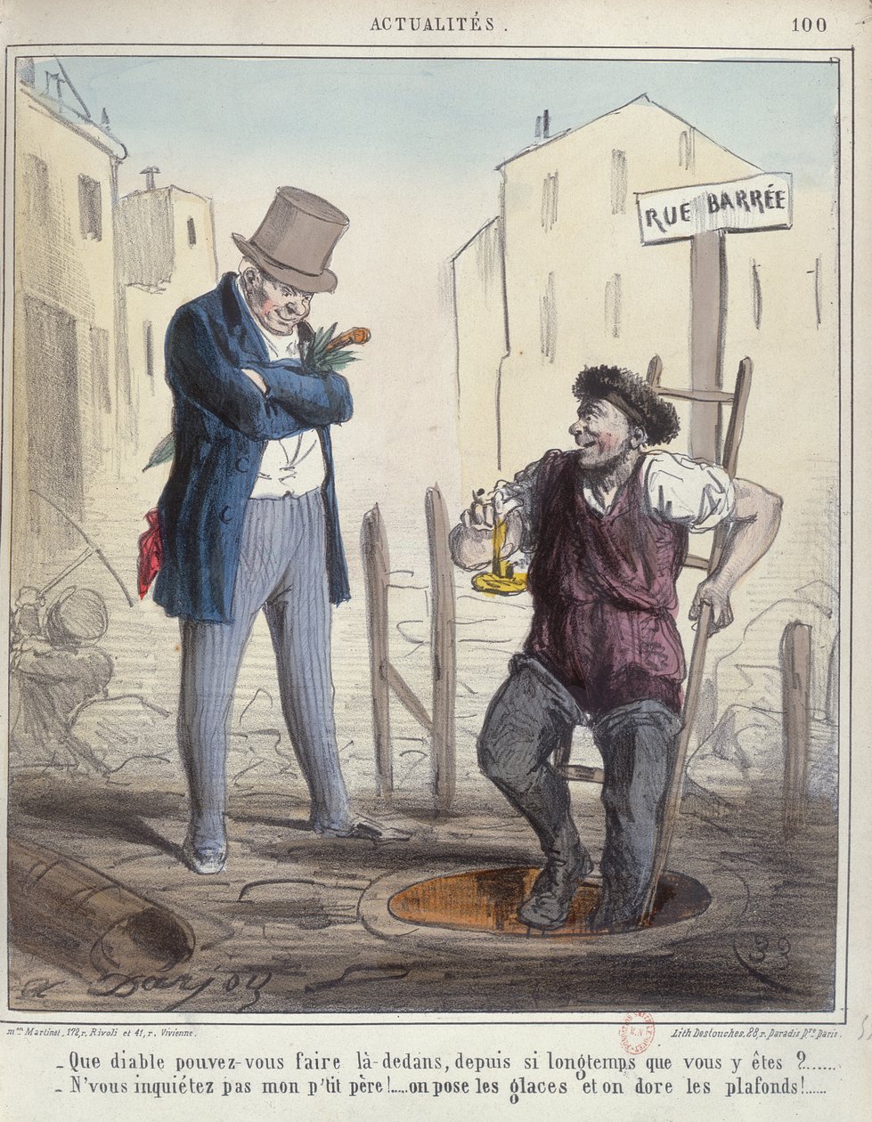 Kloakarbejder i Paris, midten af det nittende århundrede af Alfred Henri Darjou
