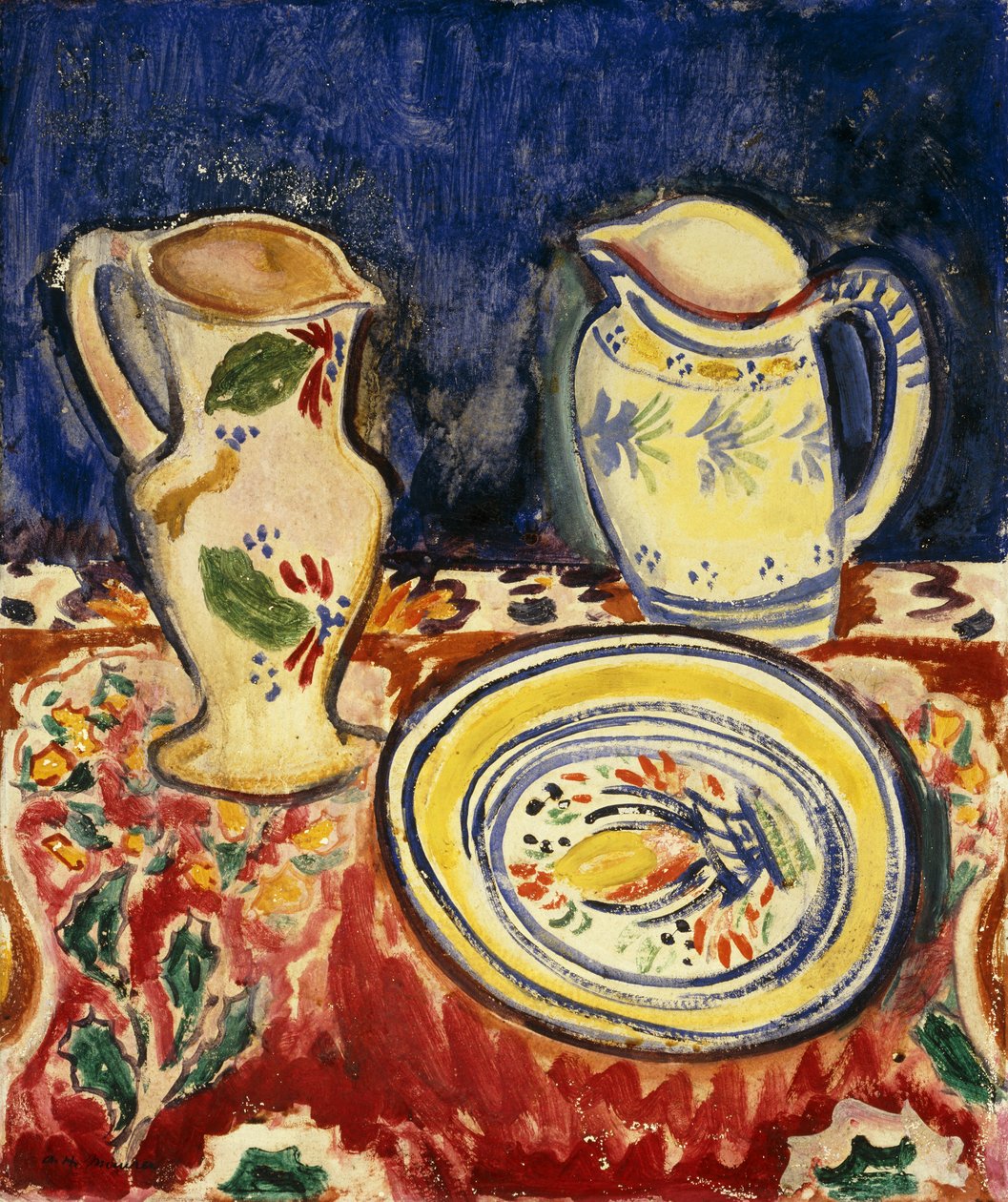 Stilleben med bretonsk keramik, af Alfred Henry Maurer
