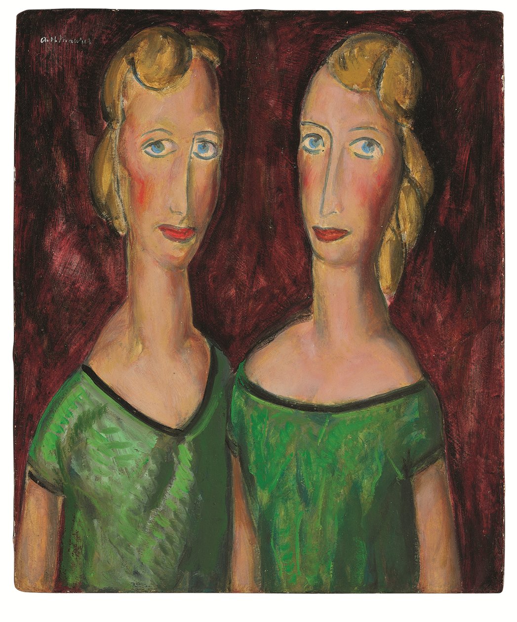 To søstre i grønt, ca. 1920