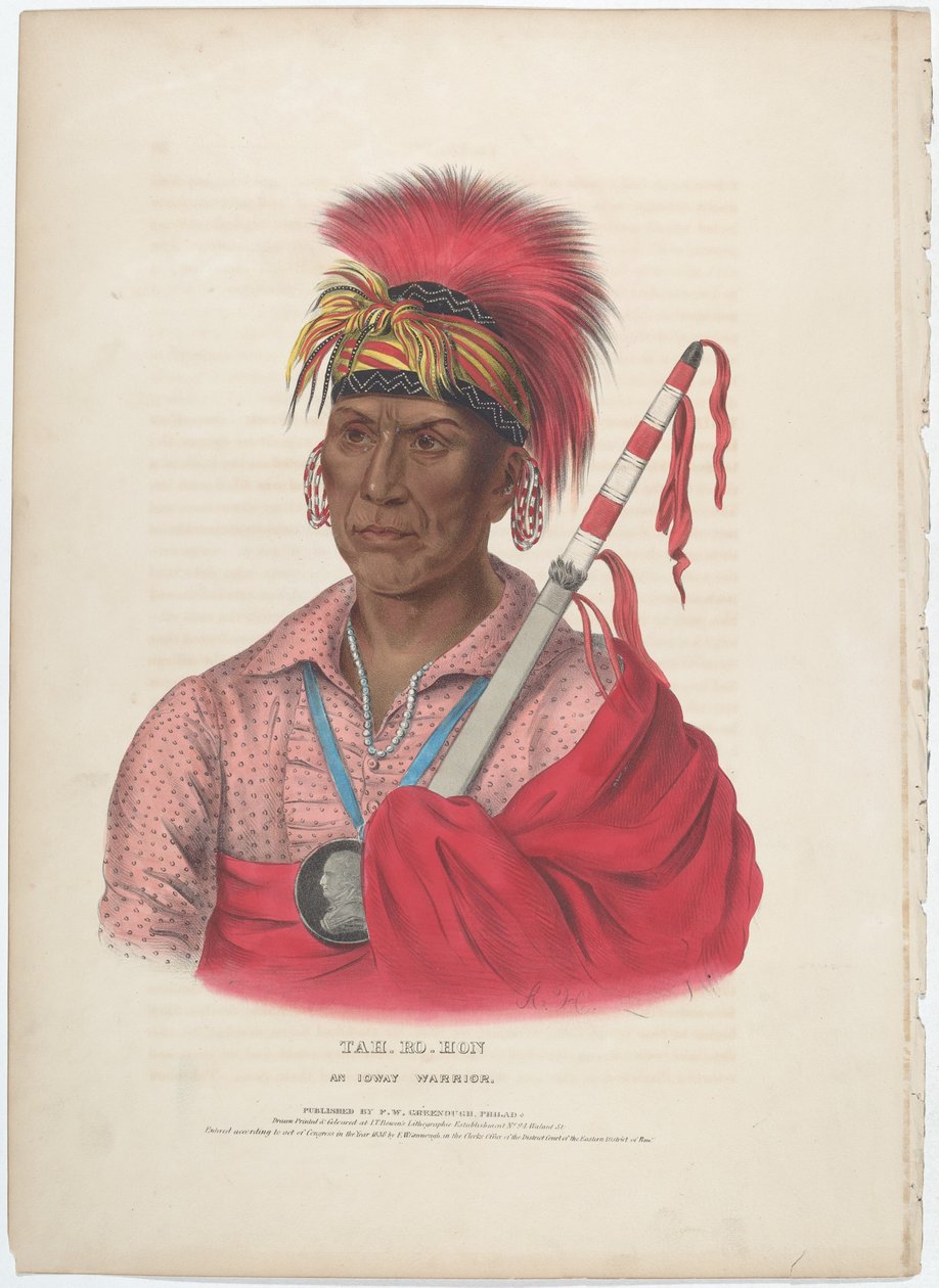 Tah-Ro-Hon, en Ioway-kriger af Alfred Hoffy, after Charles Bird King