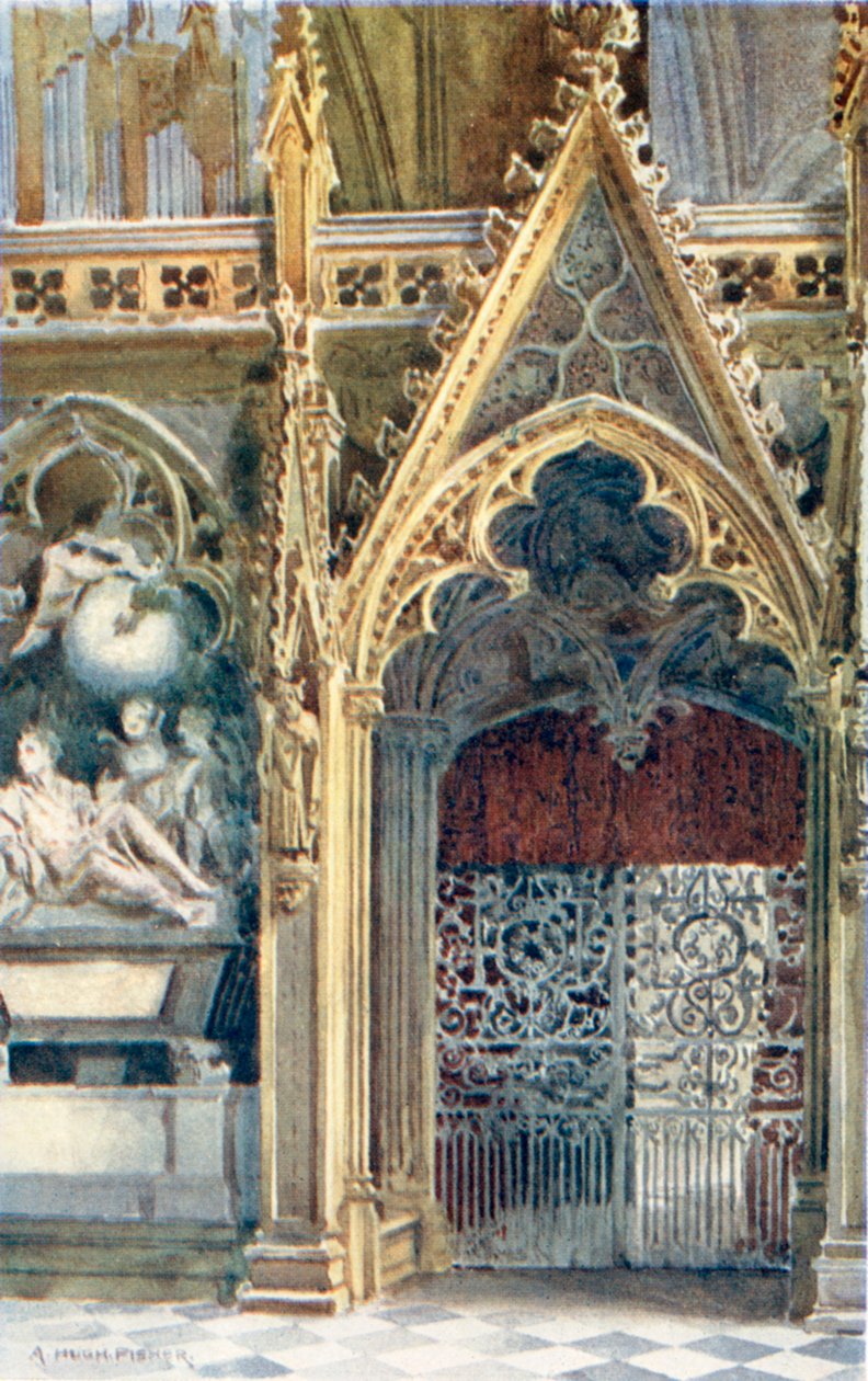 Kroningskirken: Westminster Abbey (farvelitografi) af Alfred Hugh Fisher