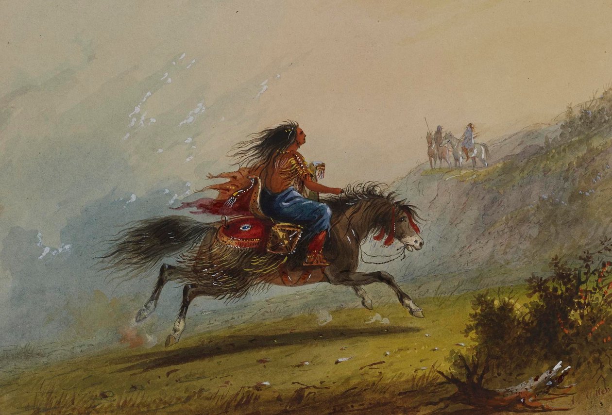 En indianerpige (Sioux) til hest af Alfred Jacob Miller