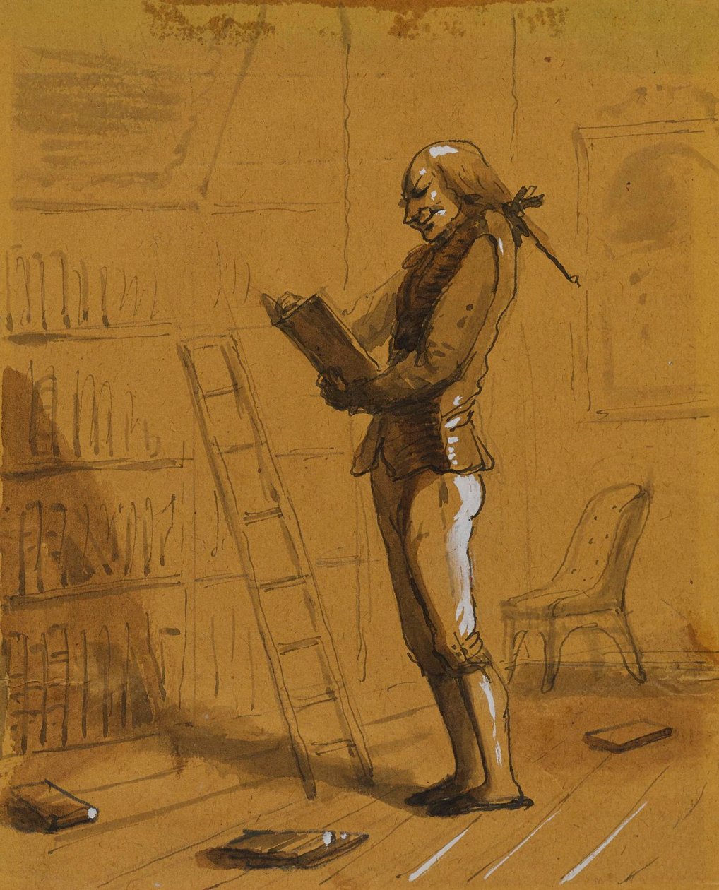 Biblioman med en »Elzivir« i hånden! af Alfred Jacob Miller