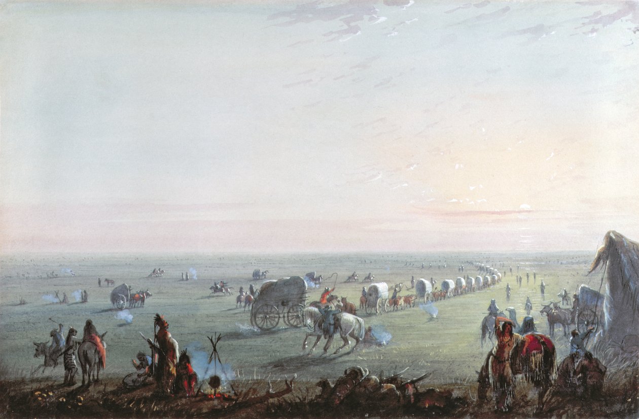 At bryde lejren op ved solopgang, 1837 af Alfred Jacob Miller