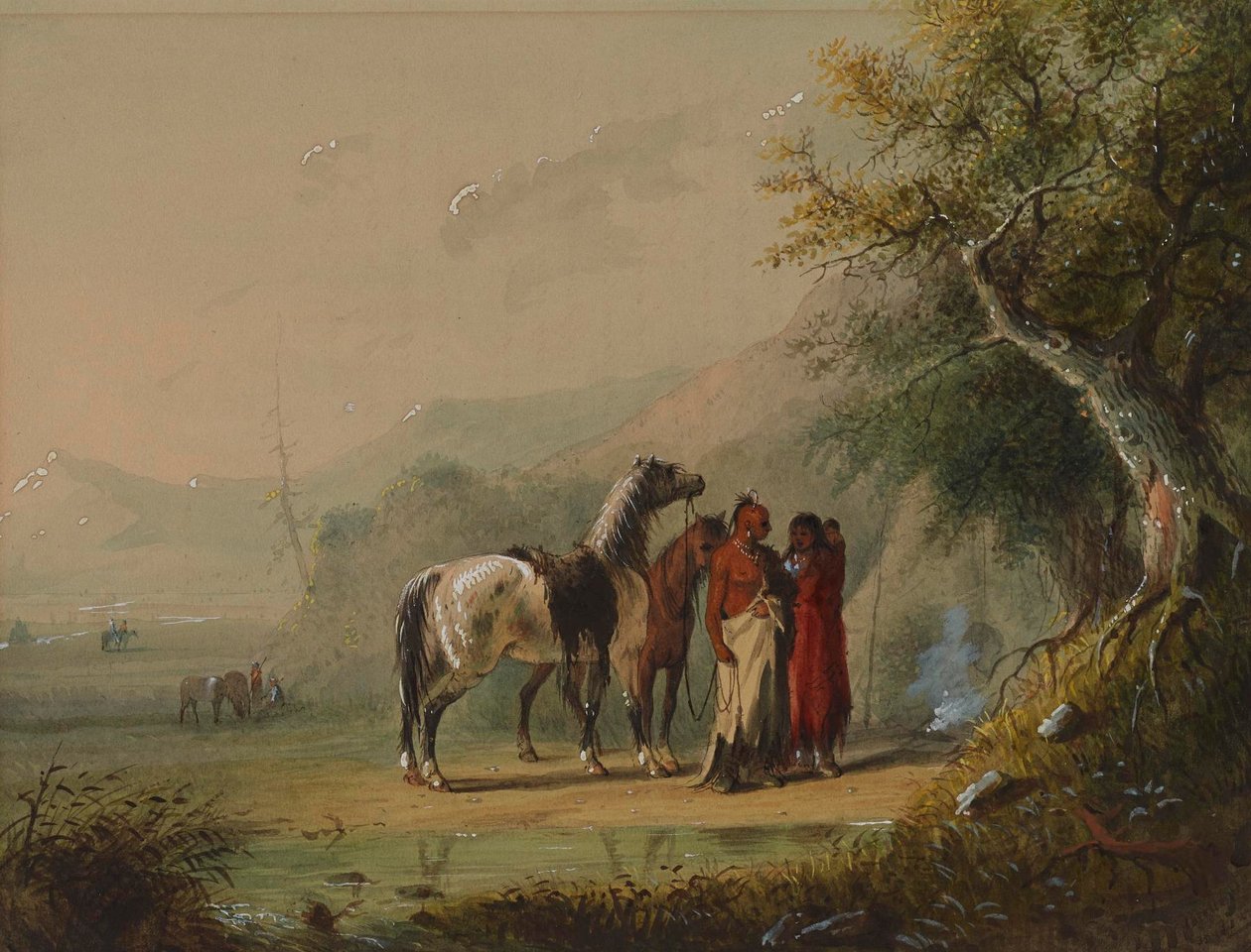 Lejrscene (sioux) af Alfred Jacob Miller