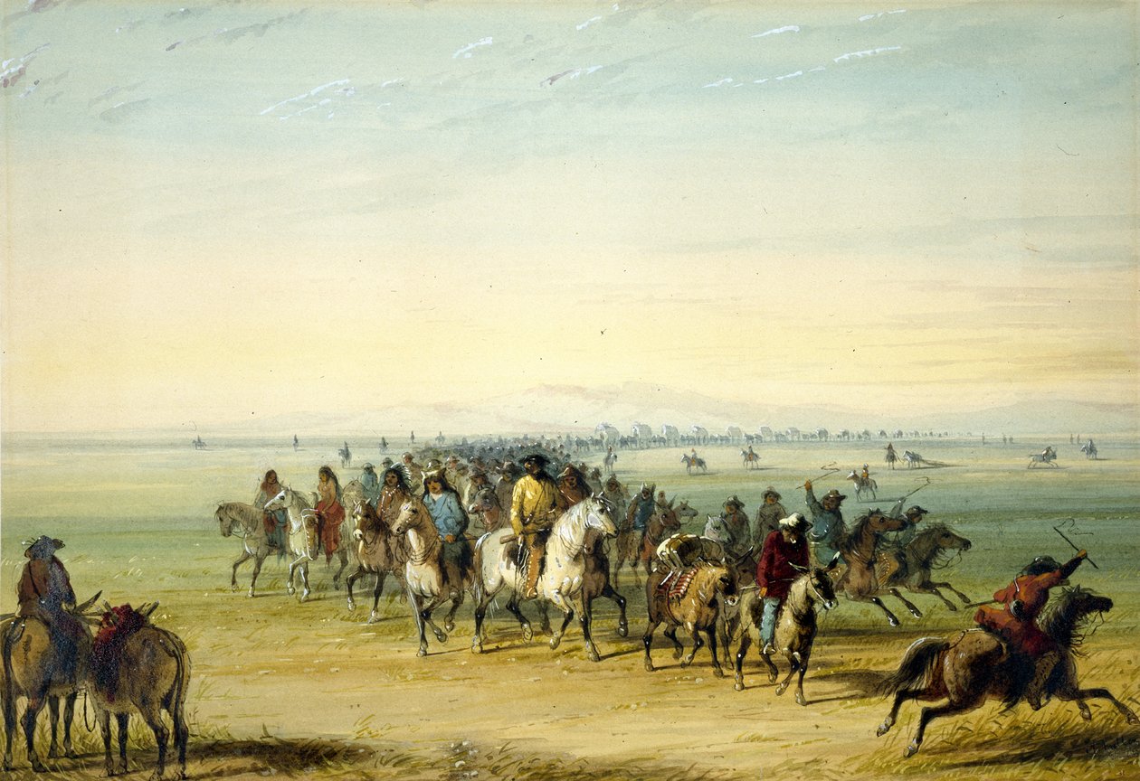 Caravan på farten af Alfred Jacob Miller