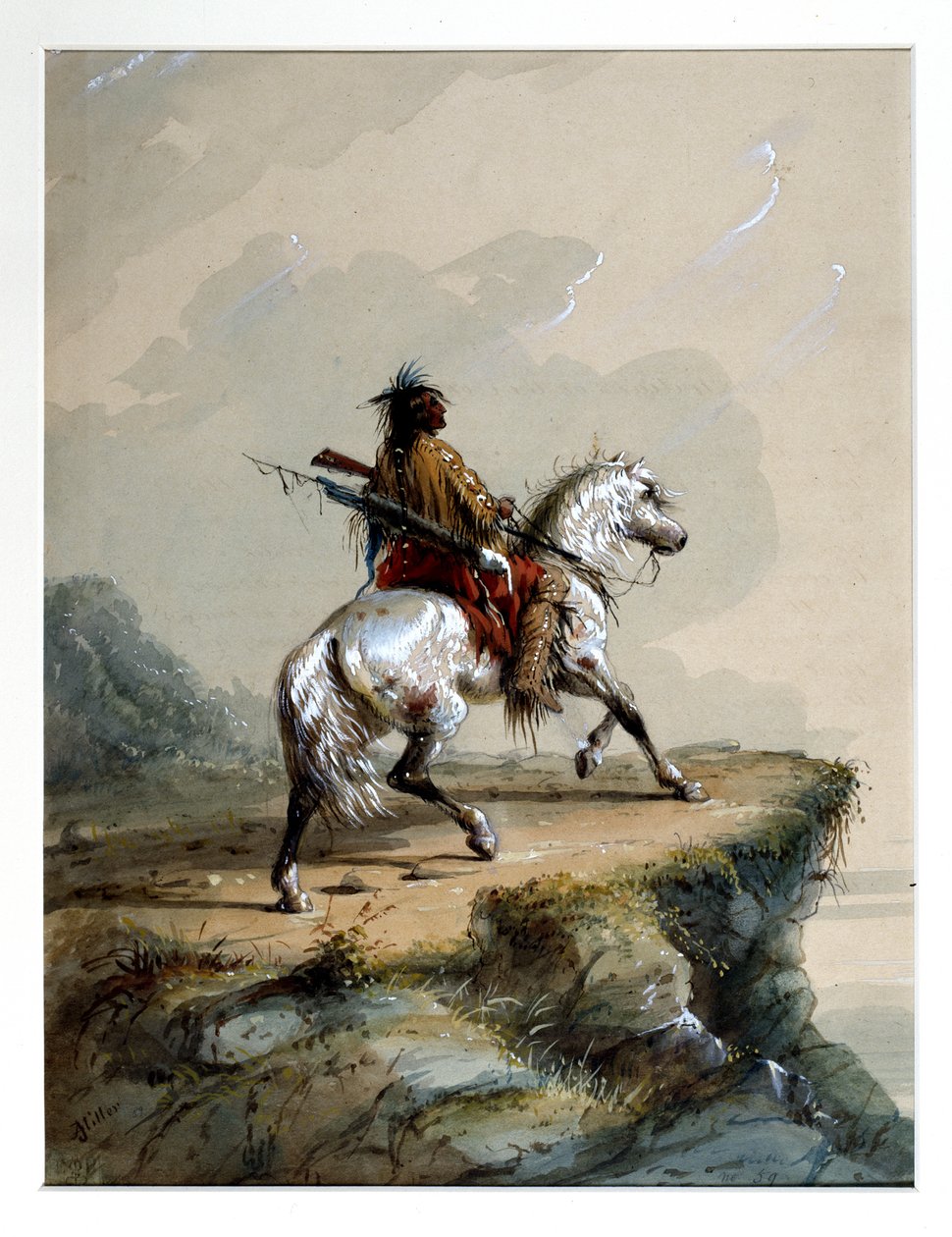 En Crow-indianer på udkig af Alfred Jacob Miller