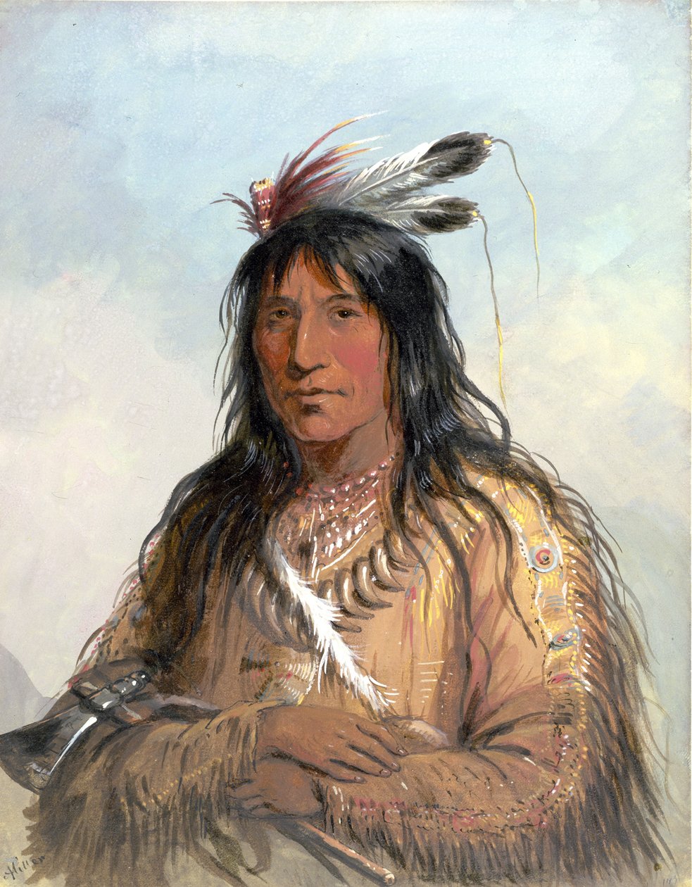 Hovedstudie af „Matau-Tathonca“, „Bull Bear“ - en Ogallala af Alfred Jacob Miller