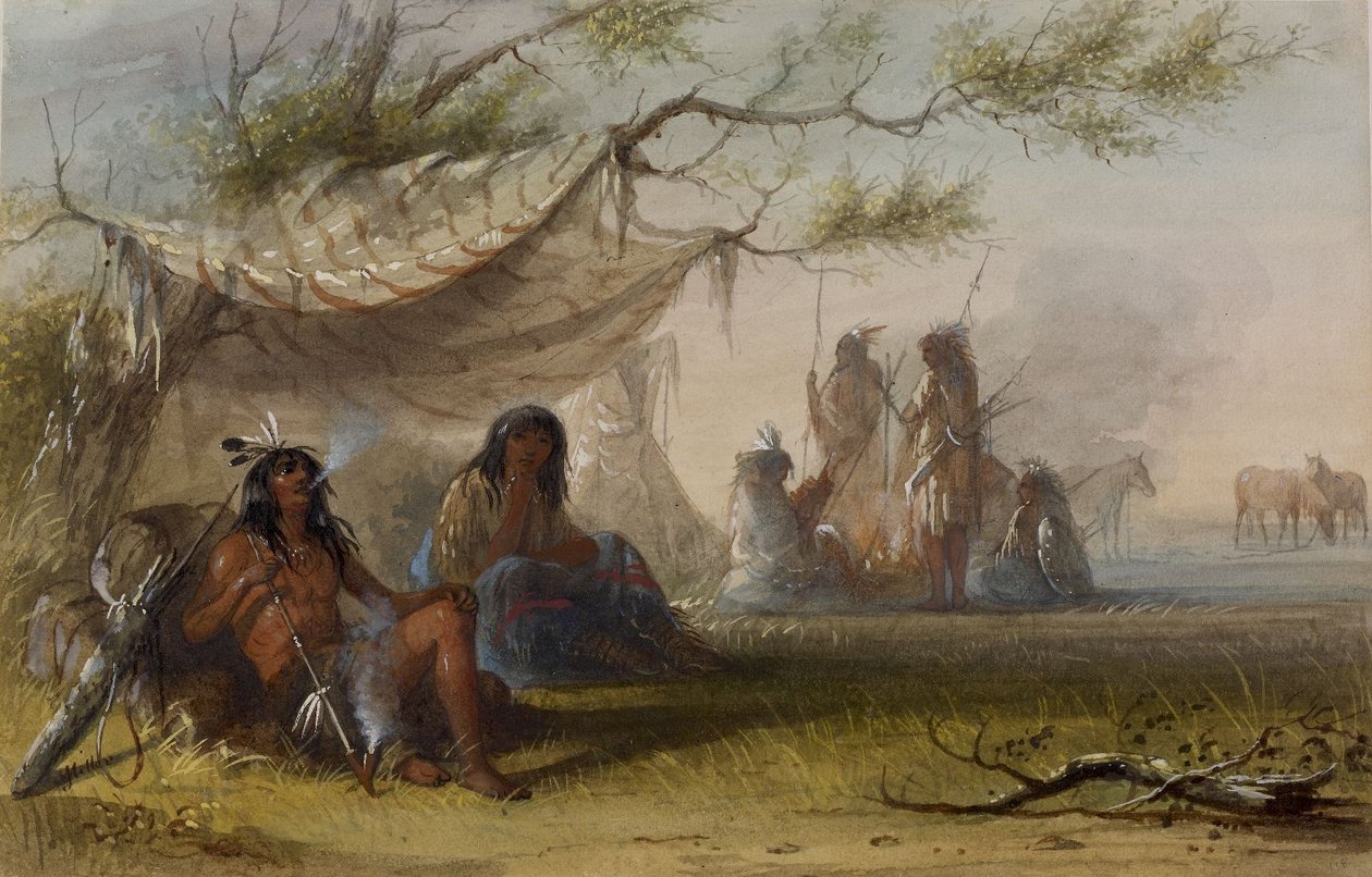 Indiansk lejr af Alfred Jacob Miller