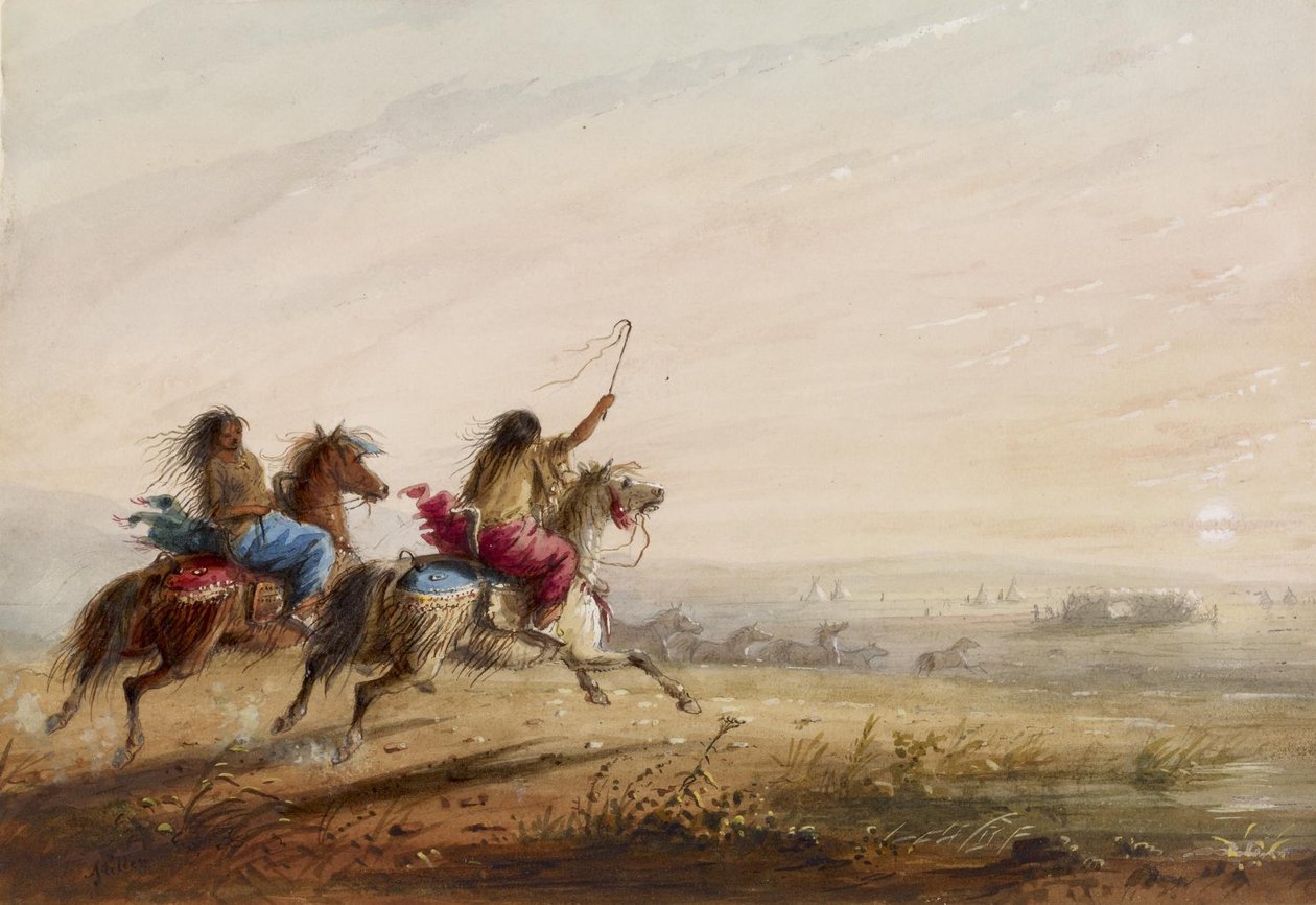 Indianske piger: væddeløb af Alfred Jacob Miller