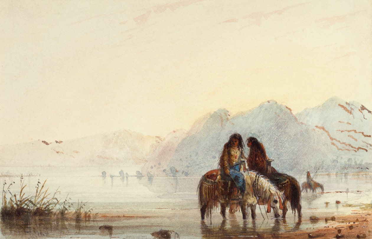 Indiske kvinder, Shoshones, ca. 1837 (akvarel på papir) af Alfred Jacob Miller