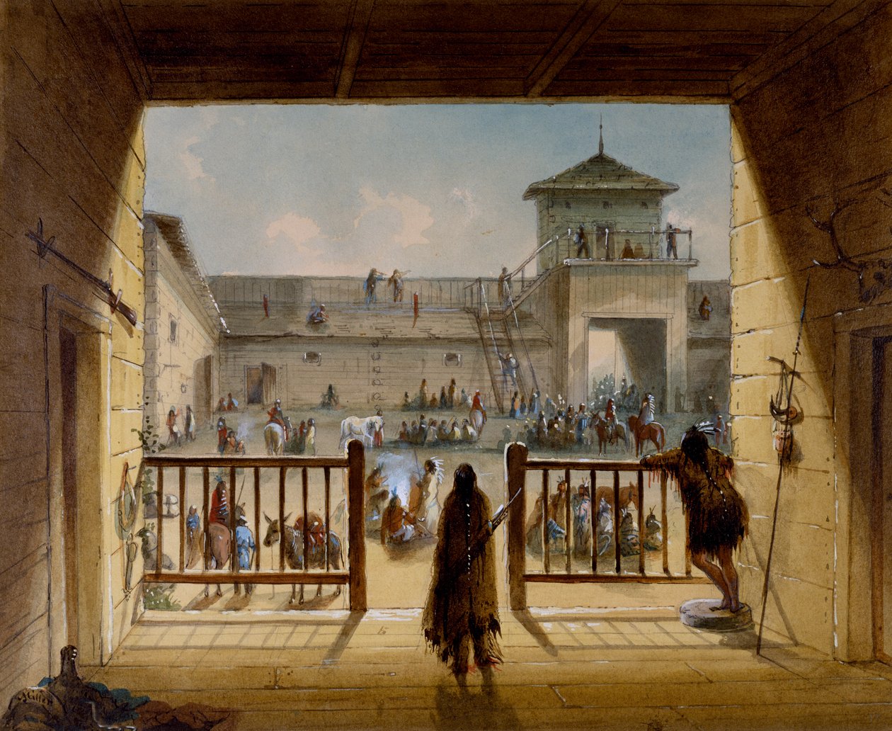 Interiør i Fort Laramie af Alfred Jacob Miller