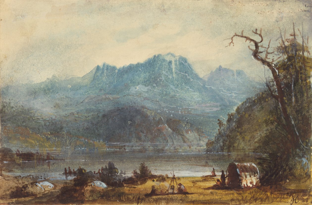 Lake Scene, Wild River Mountains, ca. 1837 (akvarel på papir) af Alfred Jacob Miller