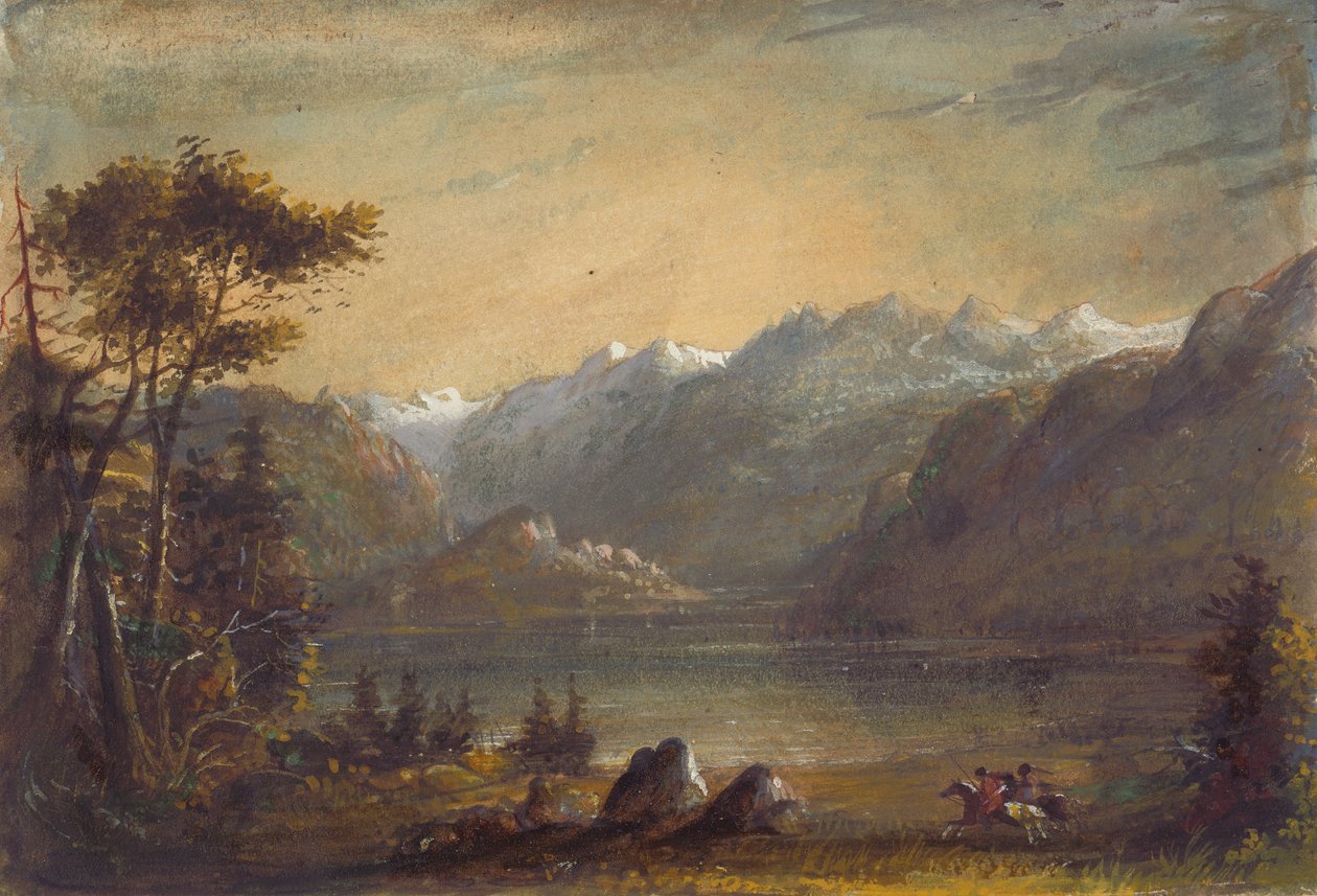 Lake Scene, Wind River Mountains, ca. 1837 (akvarel og gouache på papir) af Alfred Jacob Miller