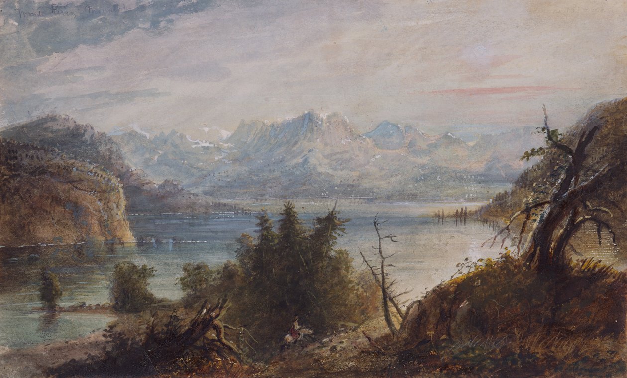 Lake, Wind River Chain of Mountains, ca. 1837 (akvarel på papir) af Alfred Jacob Miller