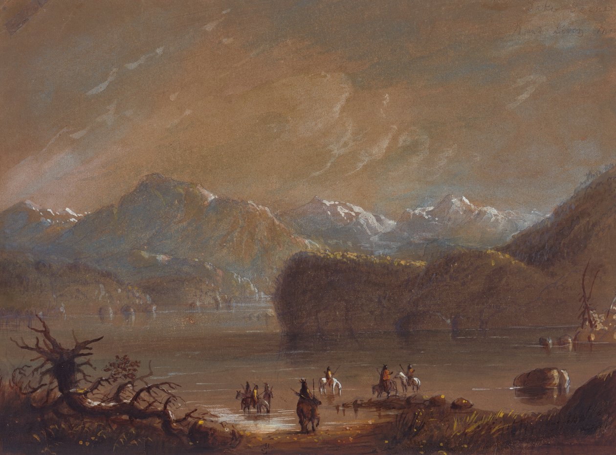 Lake, Wind River Mountains, ca. 1837 (akvarel på papir) af Alfred Jacob Miller