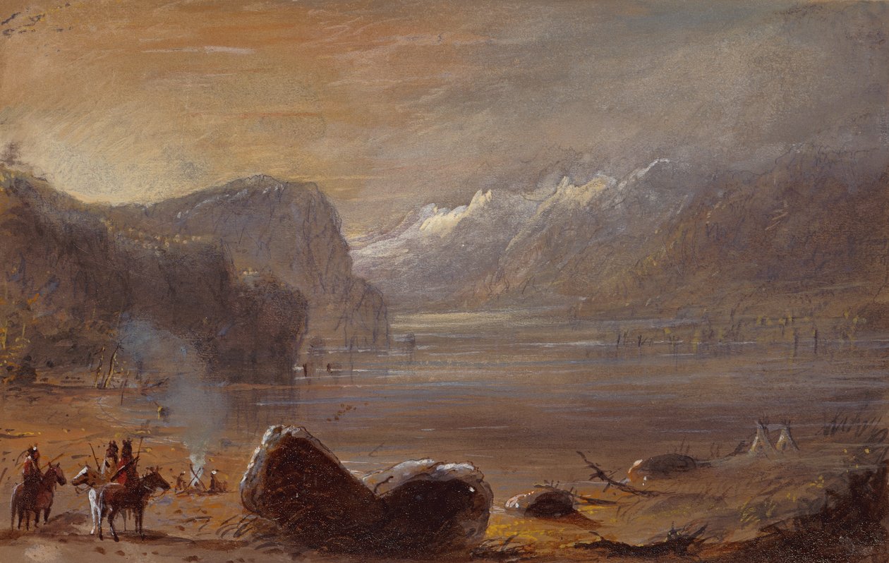 Lake, Wind River Range, ca. 1837 (blyant, akvarel og gouache på papir) af Alfred Jacob Miller