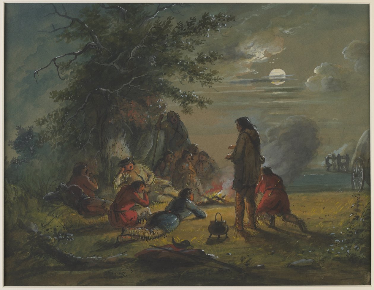 Måneskin – Lejrscene af Alfred Jacob Miller