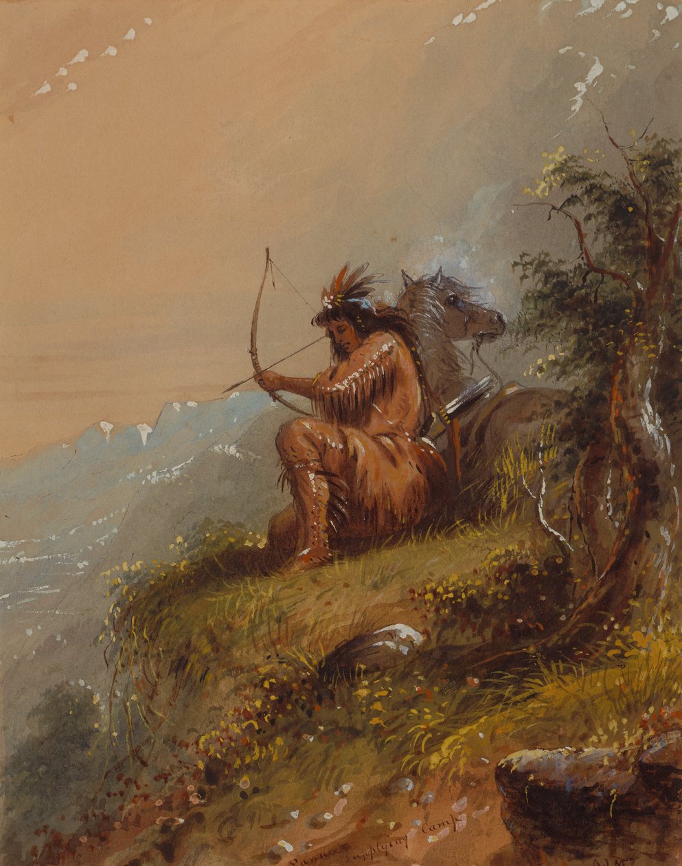 Pawnee Supplying Camp, ca. 1837 (akvarel på papir) af Alfred Jacob Miller