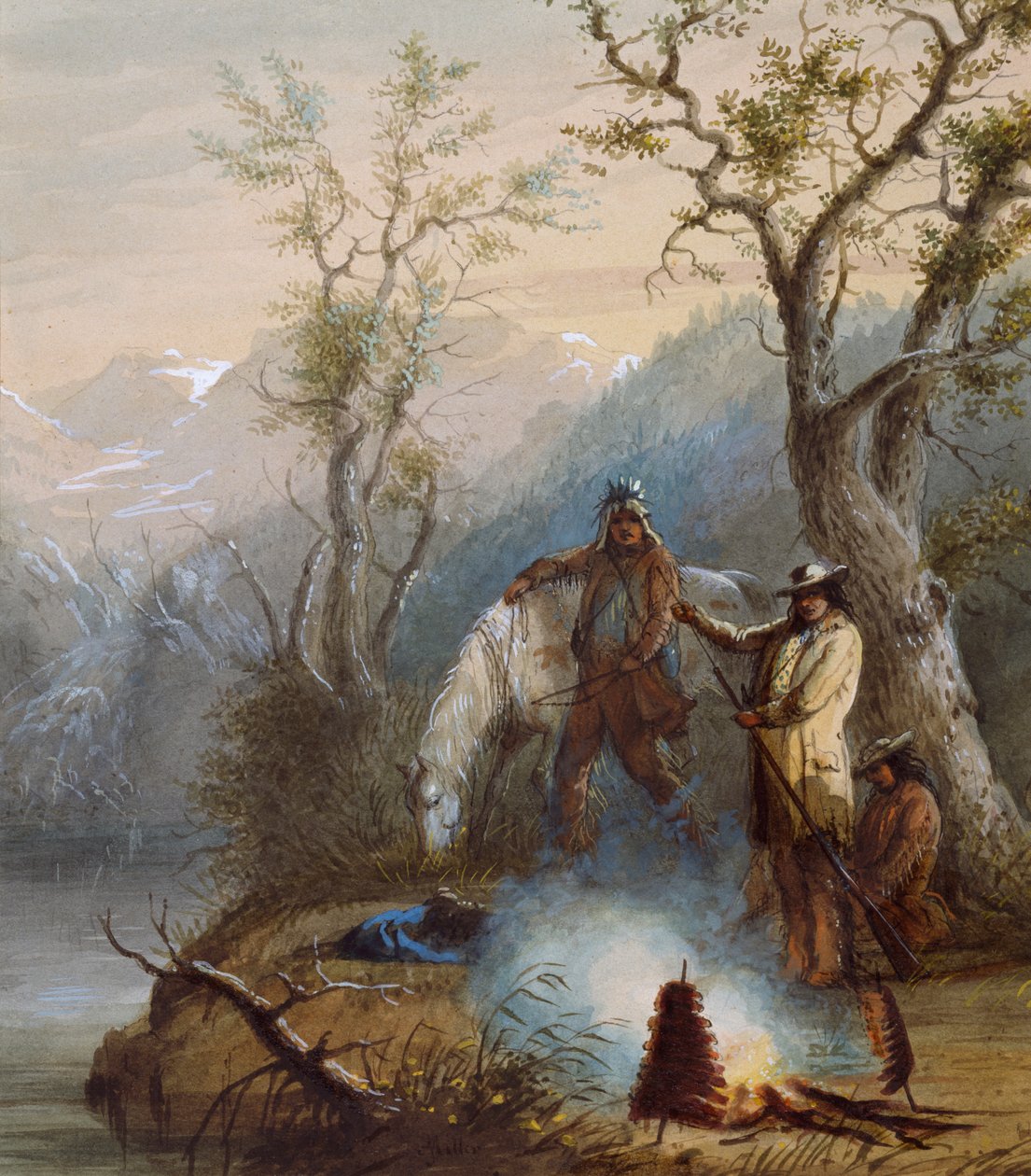 Stegning af hump-ribben af Alfred Jacob Miller