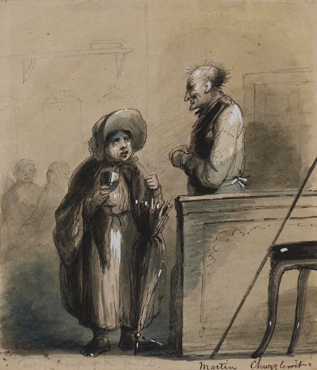 Sairey Gamp og hr. Mould af Alfred Jacob Miller