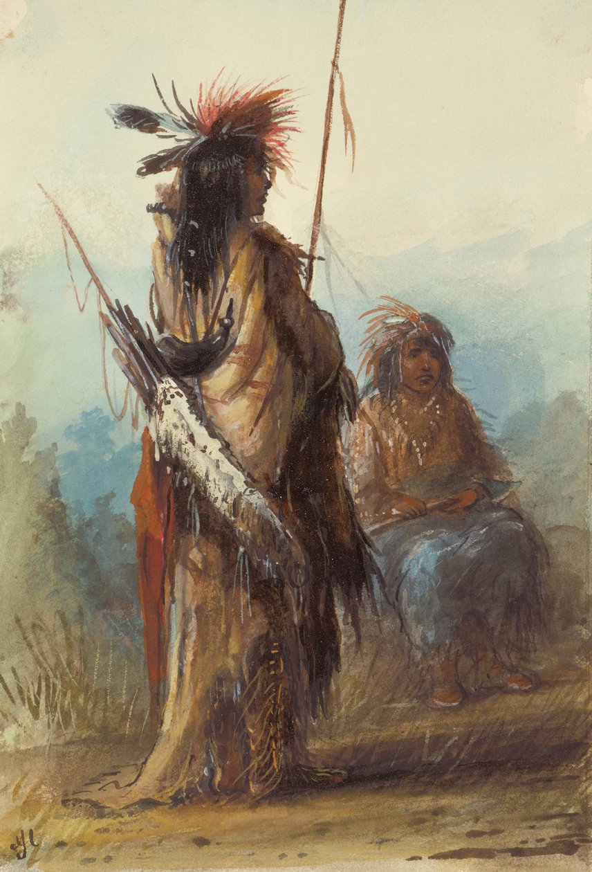 Shoshones, Green River, ca. 1837 (blyant, pen og blæk og vask på papir) af Alfred Jacob Miller