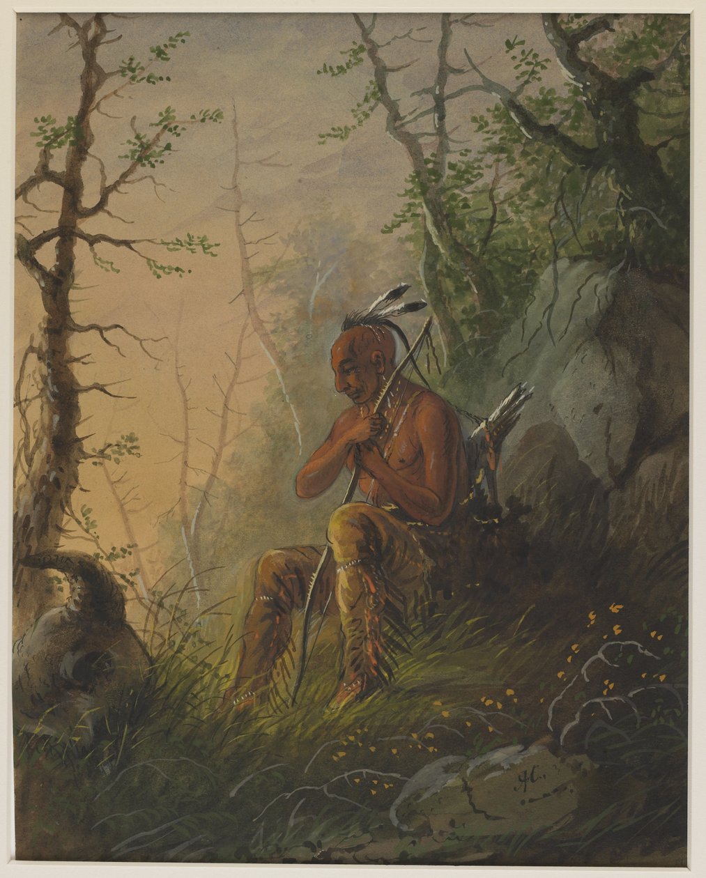 En sioux-indianer ved en grav af Alfred Jacob Miller