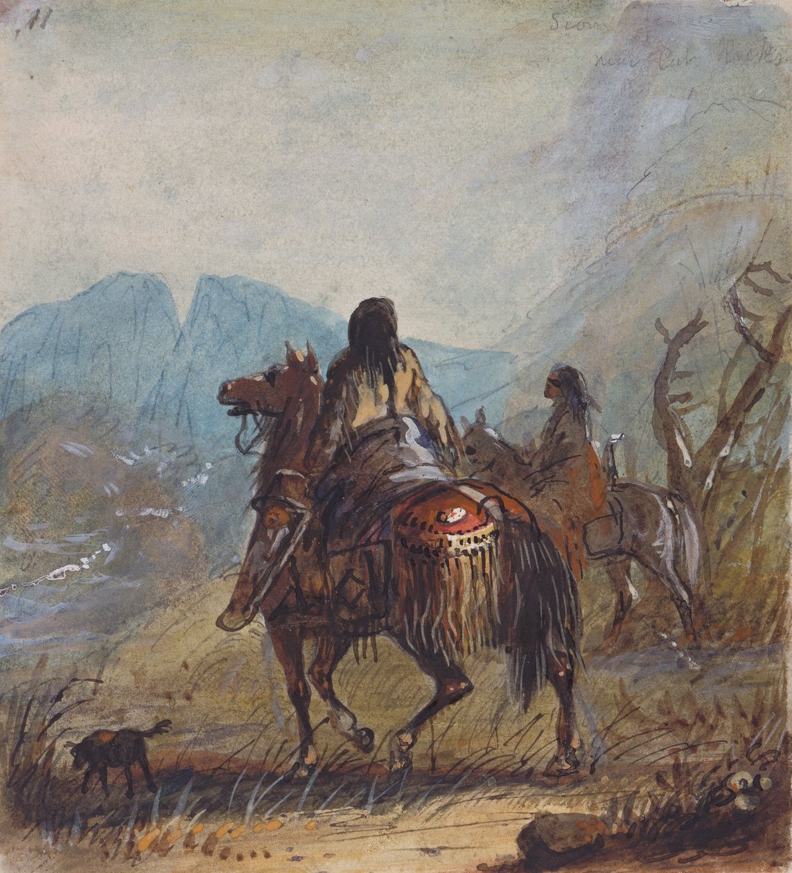 Sioux Women, Cut Rocks in the Distance, ca. 1837 (blyant, akvarel og gouache på papir) af Alfred Jacob Miller