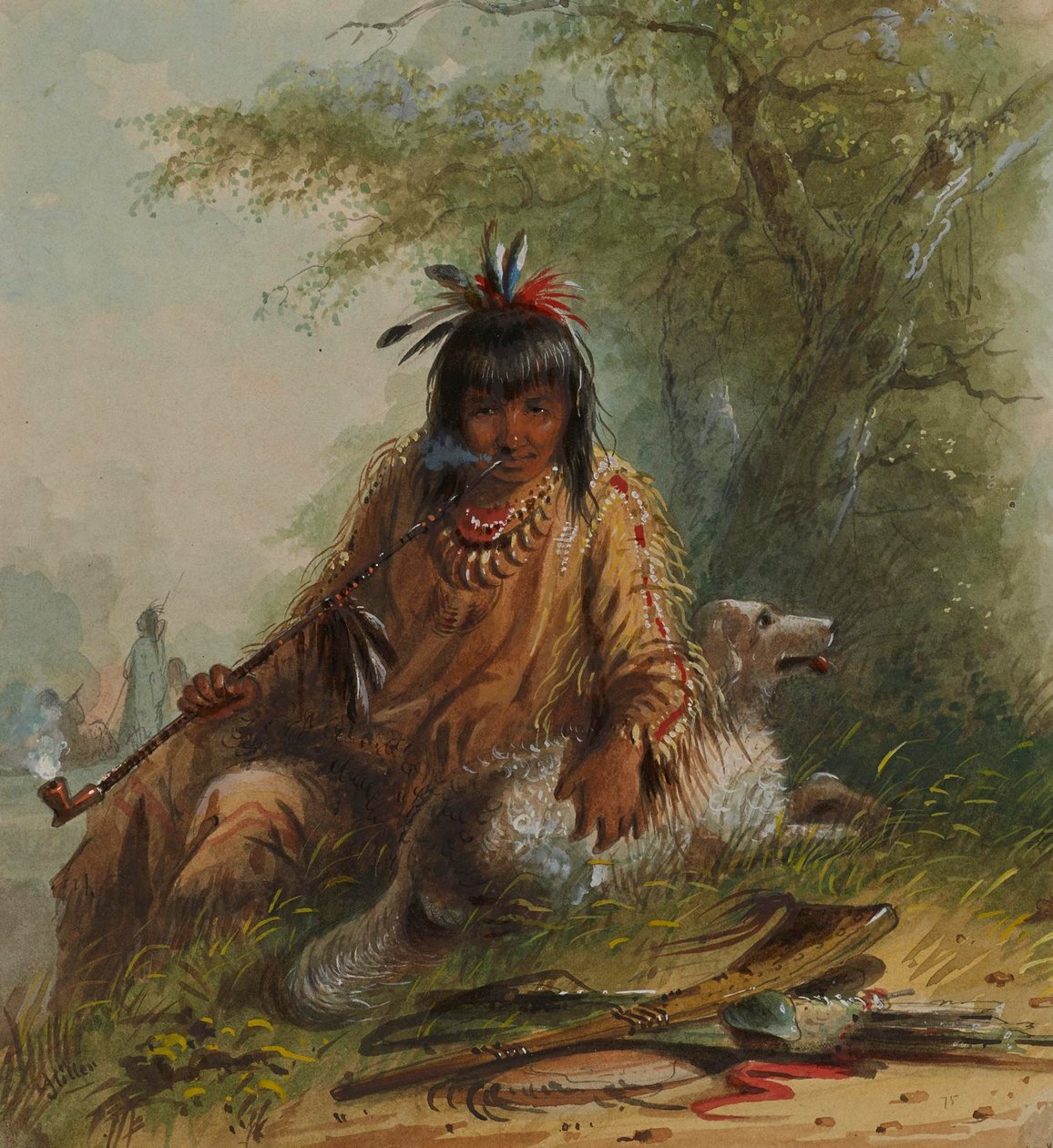 Snake-indianeren og hans hund af Alfred Jacob Miller