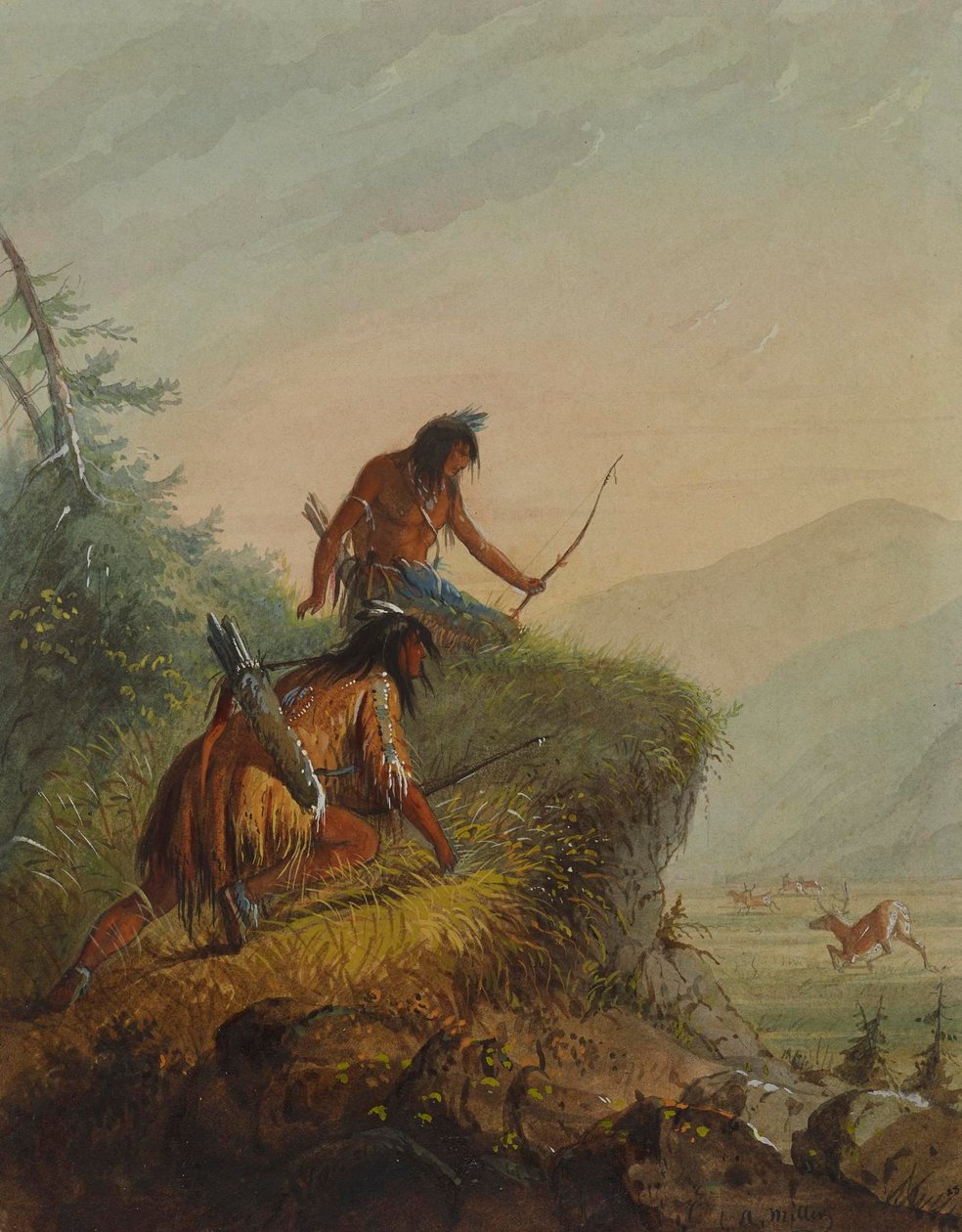 Snake-indianere på elgjagt af Alfred Jacob Miller