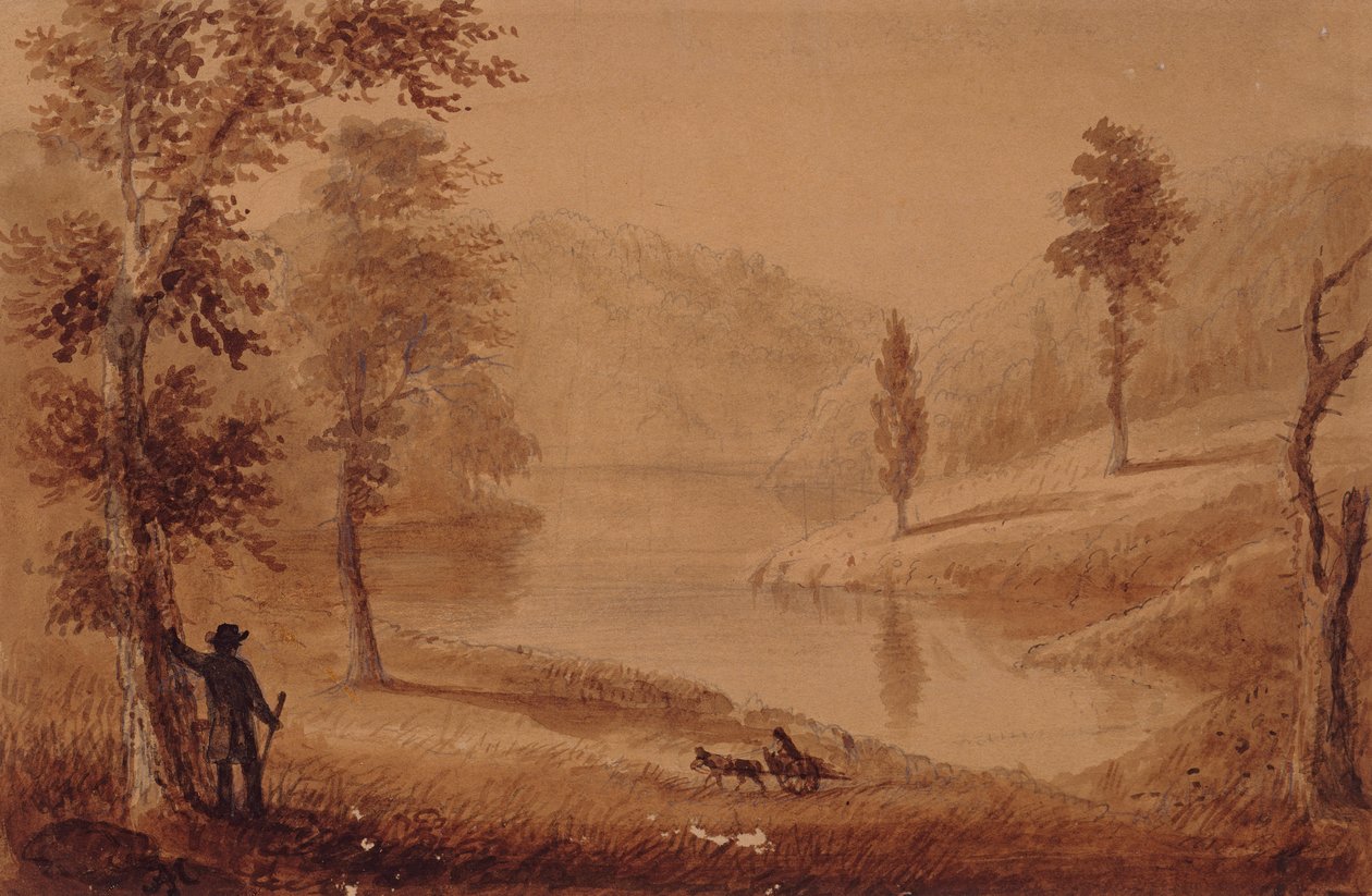 Svanesøen, ca. 1837 (akvarel på papir) af Alfred Jacob Miller