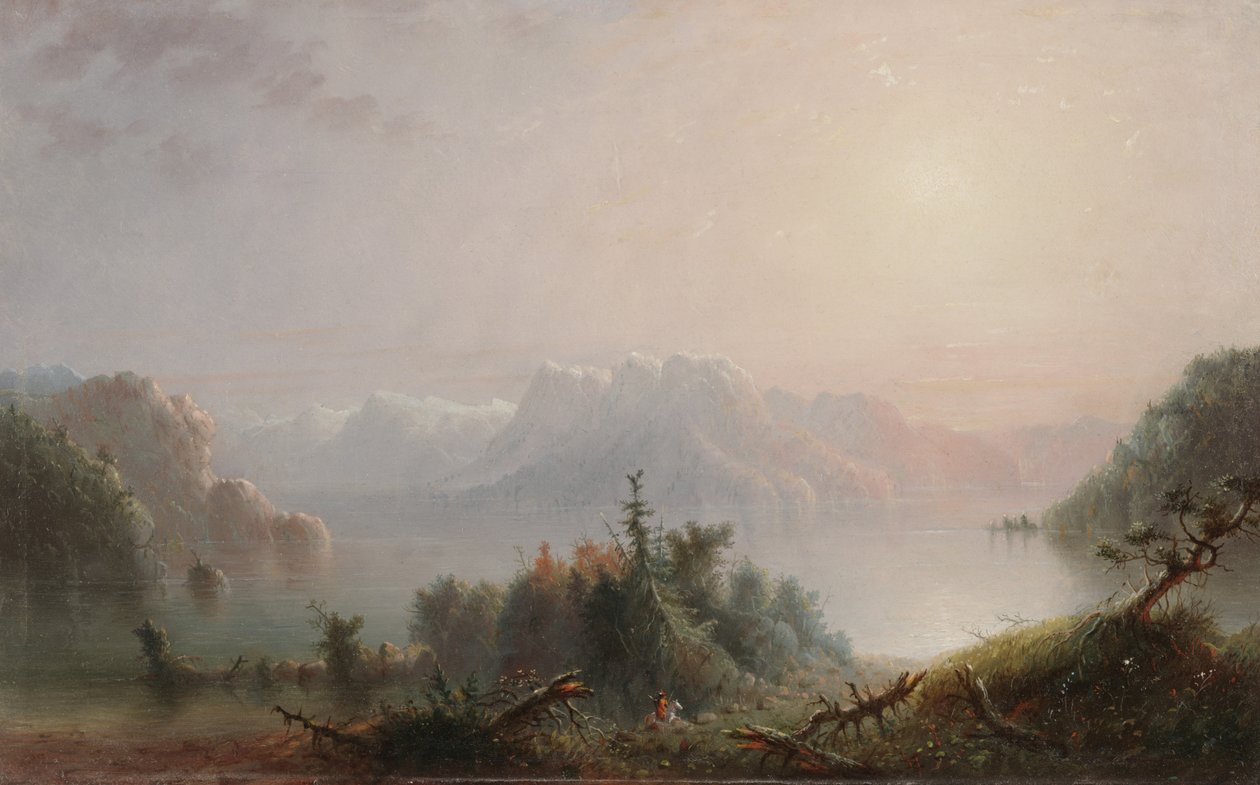 Søen, hendes ensomme barm udvider sig til himlen, ca. 1850 (olie på panel) af Alfred Jacob Miller