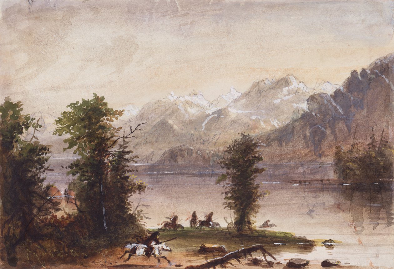 Wind River Mountains, ca. 1837 (blyant, akvarel og gouache på papir) af Alfred Jacob Miller