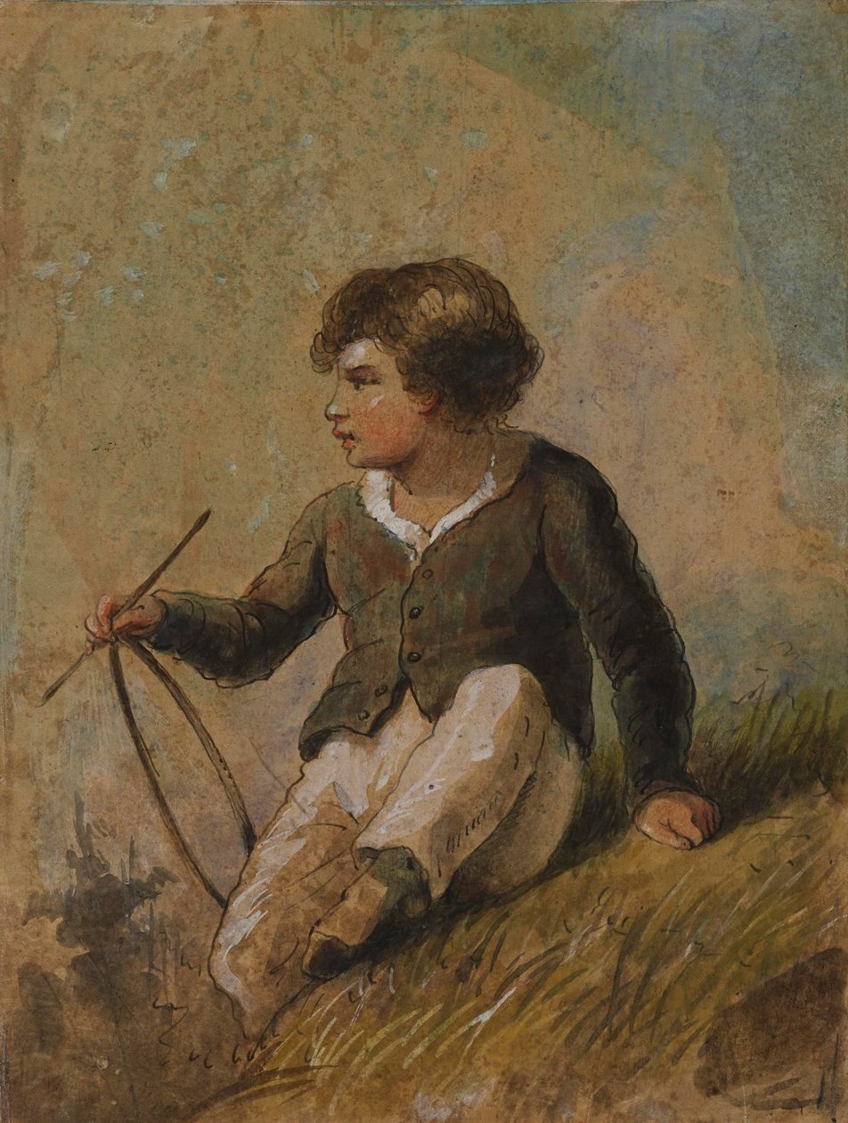Ung dreng med tøndebånd og stok af Alfred Jacob Miller